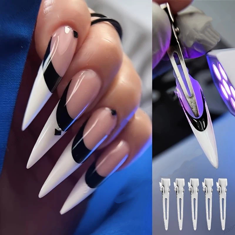Nail Art One Piece - 【B】10 ชิ้น คลิปช่วยจัดตำแหน่งเล็บ สำหรับตกแต่งเล็บสไตล์ฝรั่งเศส คลิปปากเป็ด คลิปโลหะสำหรับจัดตำแหน่งฟิล์มติดเล็บ