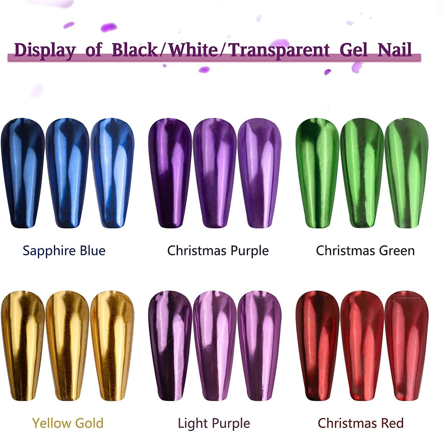 Nail Art Chrome - 1/6Pcs ใหม่ปีสีแดง Chrome Mirror ผงเล็บ SHINY