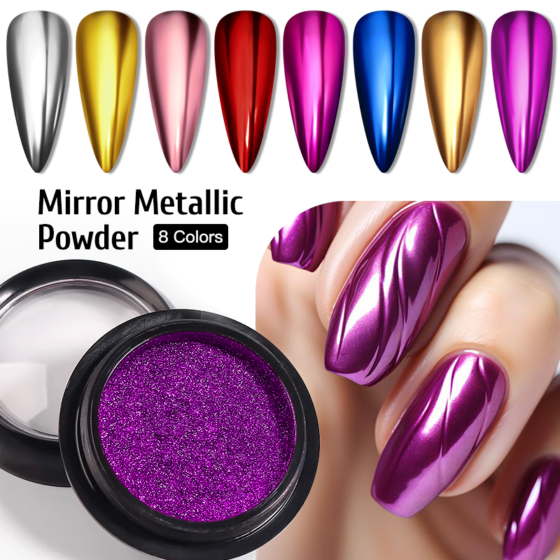 Nail Art Chrome - METALLIC GOLD Silver Mirror Powder เล็บ