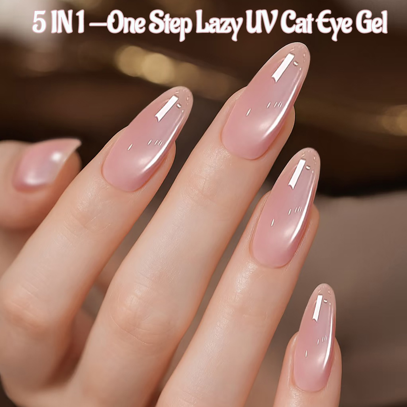 Nail Art Cat Eye Pink - 1 ชิ้น PSK ไอซ์ แก้วใสสีชมพู ลูกปัดแก้ว