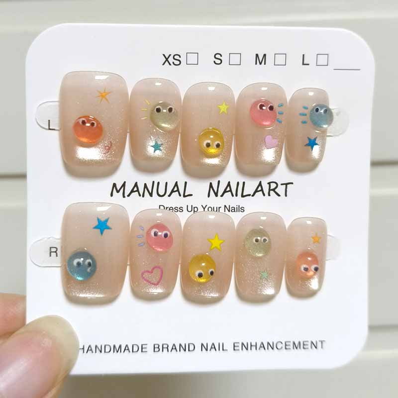 Nail Art French Nails - 10 ชิ้นสไตล์ฝรั่งเศสใหม่น่ารัก 3D ขนาดเล็กสวมใส่เล็บ Patch เล็บและเล็บอุปกรณ์เสริมกดบนเล็บที่ถอดออกได้เคล็ดลับเล็บ