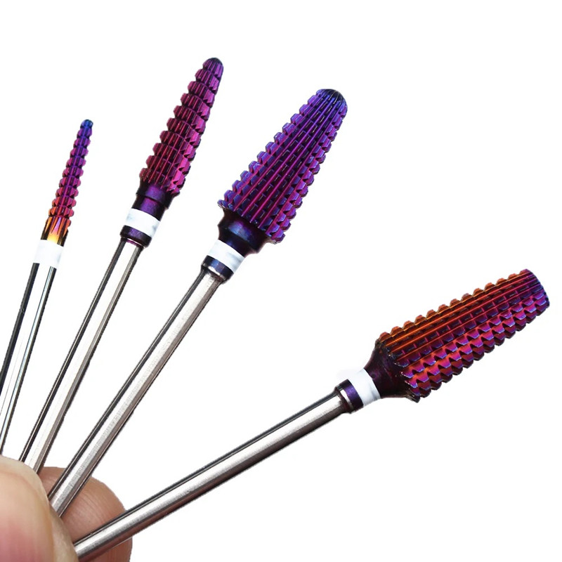 Nail Art Violet - ดอกสว่านเจียรเล็บคาร์ไบด์สีม่วง สำหรับทำเล็บ กำจัดเจล อุปกรณ์เสริมเครื่องตะไบไฟฟ้า ดอกสว่านสำหรับเติมเล็บ 1