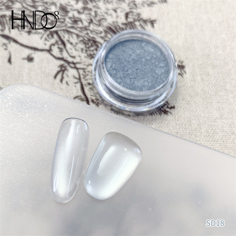 Dip Powder Nail - HNDO ใหม่เงินสีขาว 3D Cat Eye Magnetic