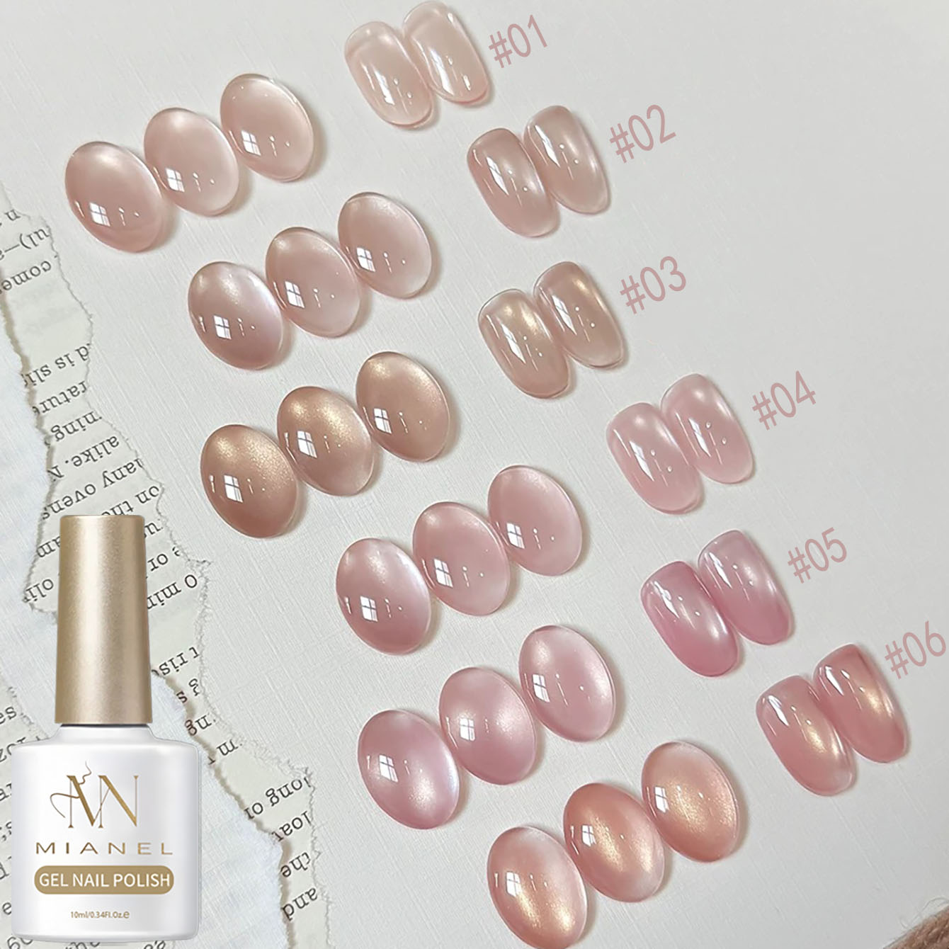 Nail Art Cat Eye Pink - MIANEL 10ML ซีรีส์ Lover Pink เจลทาเล็บตาแมว