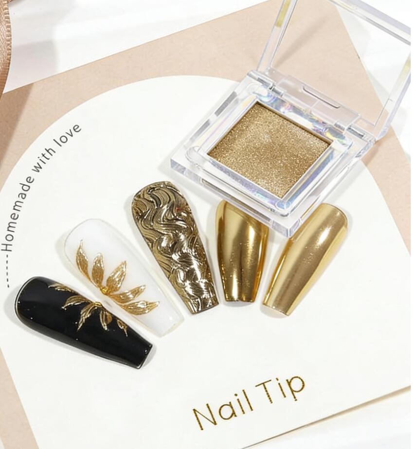 ผงโครเมี่ยมสีทองสำหรับตกแต่งเล - Nail Art Chrome บทวิจารณ์และราคา