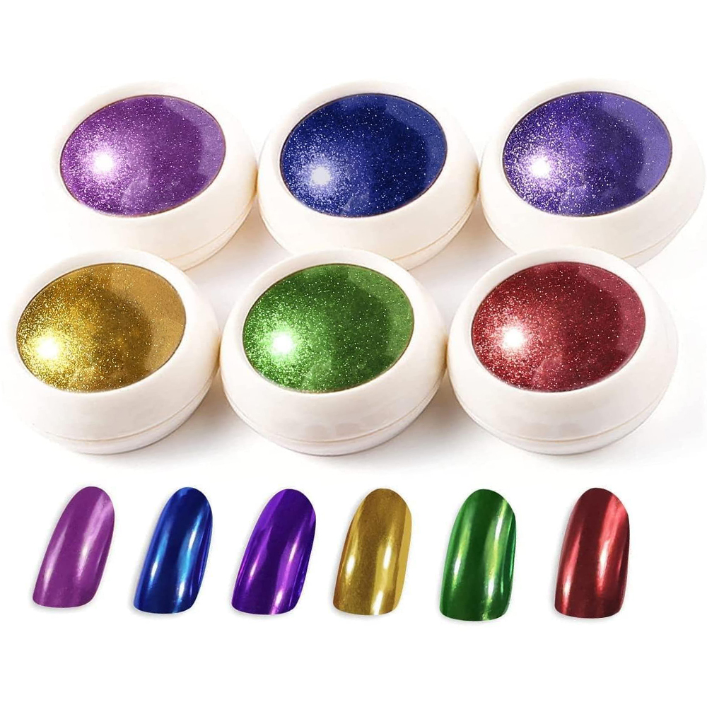 1/6Pcs ใหม่ปีสีแดง Chrome Mirr - Nail Art Chrome บทวิจารณ์และราคา
