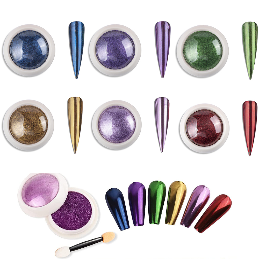 1/6Pcs ใหม่ปีสีแดง Chrome Mirr - Nail Art Chrome บทวิจารณ์และราคา