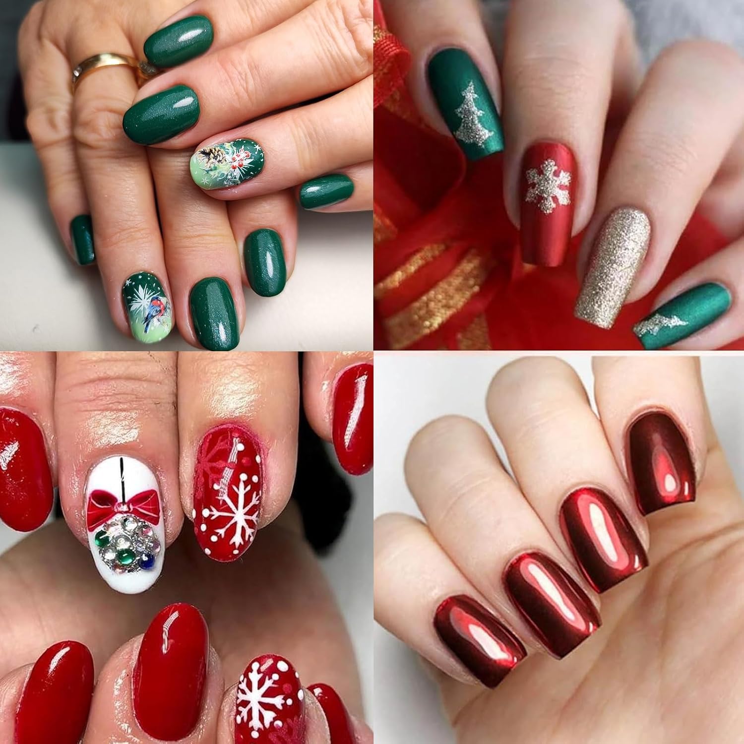 1/6Pcs ใหม่ปีสีแดง Chrome Mirr - Nail Art Chrome บทวิจารณ์และราคา