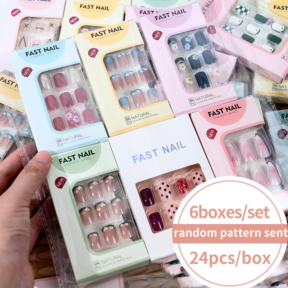 6 กล่อง/ชุด เล็บปลอมทรงสั้นทรง - Nail Art Fake บทวิจารณ์และราคา