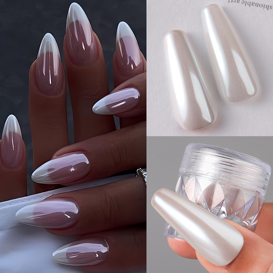 1 กล่องผงตกแต่งเล็บสีขาวโครมมุ - Nail Art Chrome บทวิจารณ์และราคา