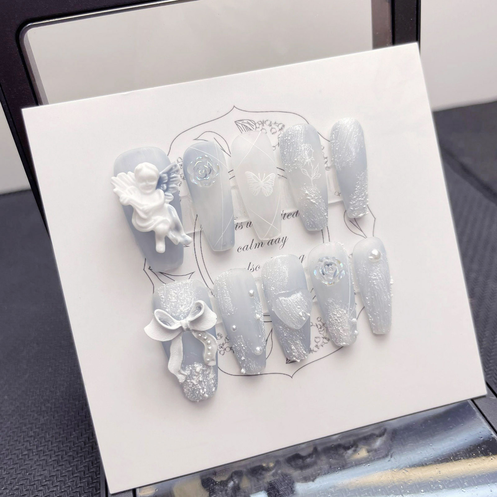 3D พลาสเตอร์ Angel เล็บปลอม Gl - Nail Art Fake บทวิจารณ์และราคา
