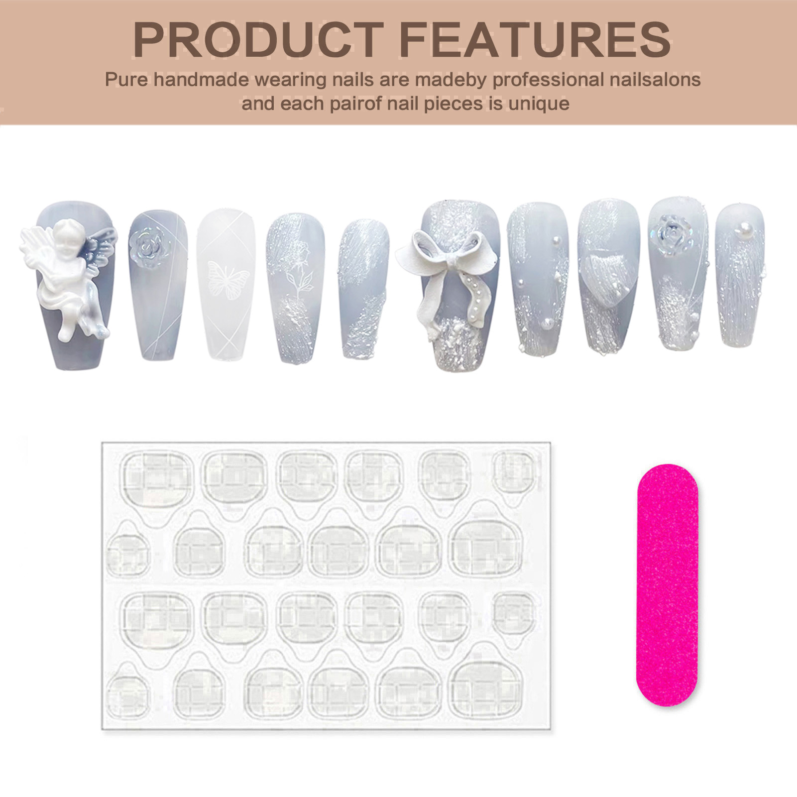 3D พลาสเตอร์ Angel เล็บปลอม Gl - Nail Art Fake บทวิจารณ์และราคา
