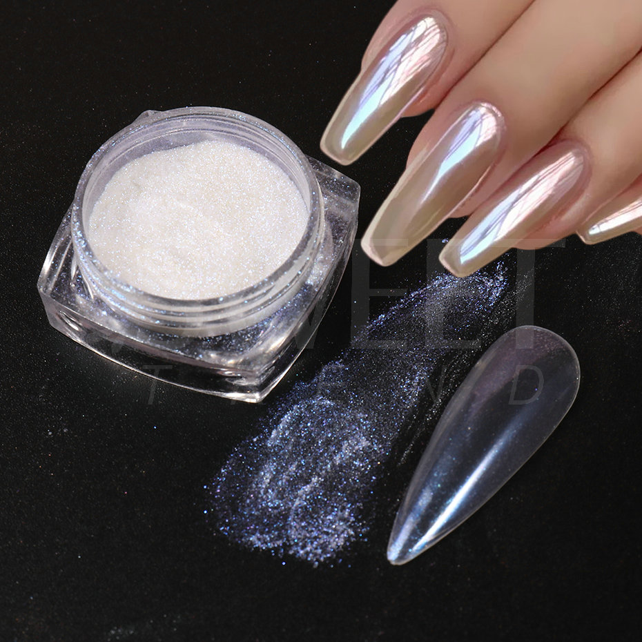 สีขาวมุกกระจกแสงจันทร์เล็บผง C - Nail Art Chrome บทวิจารณ์และราคา
