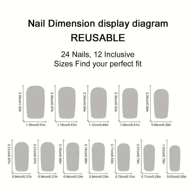เล็บปลอมแบบกดติด 24 ชิ้น ทรงยา - Nail Art French Nails บทวิจารณ์และราคา