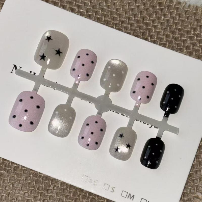 10 ชิ้น เล็บปลอมลายจุดสีชมพูรู - Nail Art Cat Eye Pink บทวิจารณ์และราคา