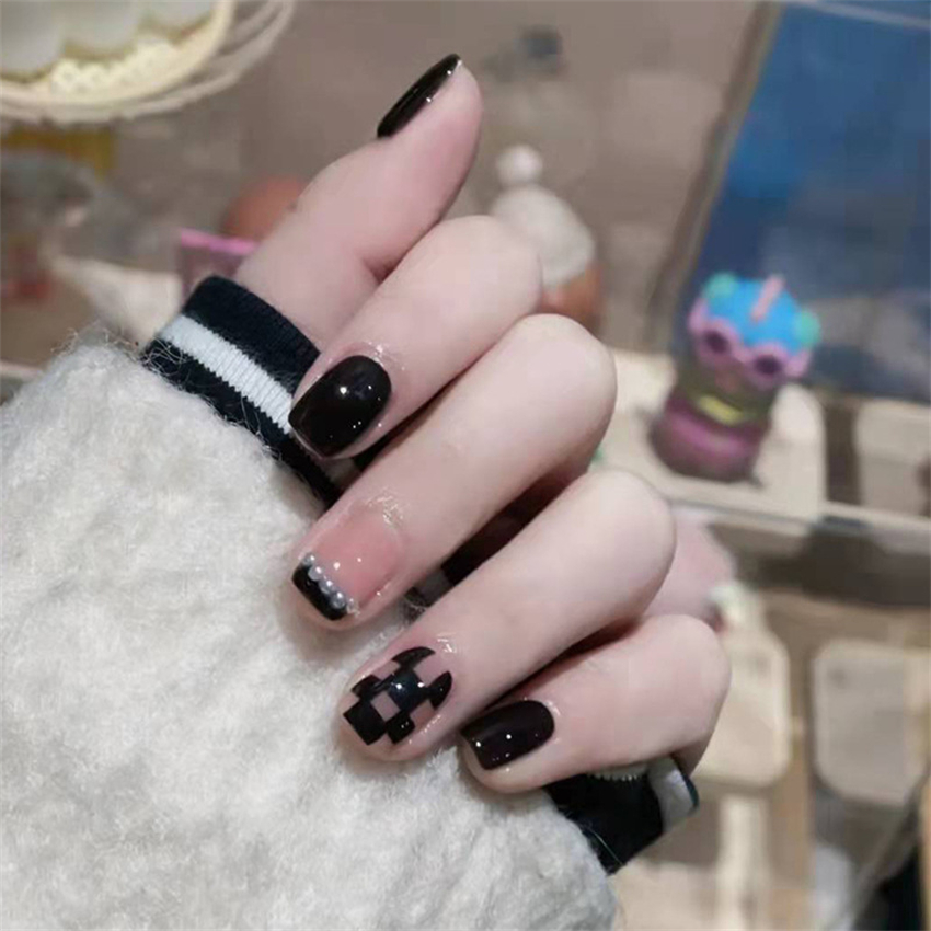 24PCS อะคริลิคสั้น Golden Hear - Nail Art Fake บทวิจารณ์และราคา