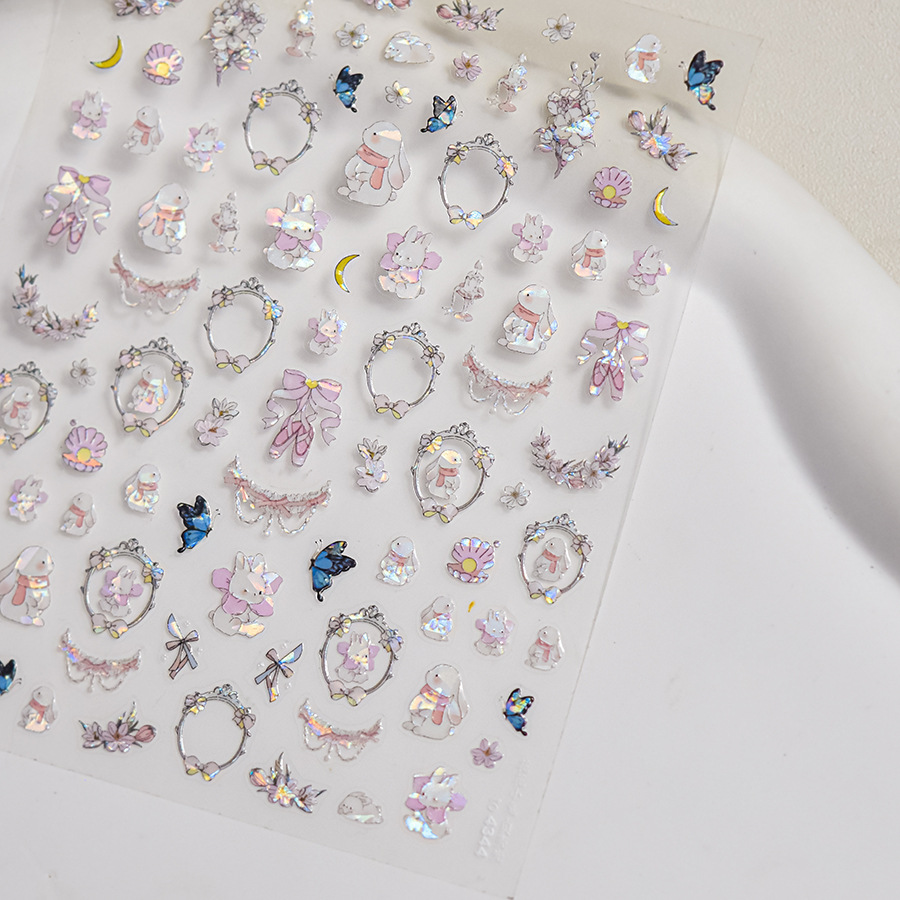 กระต่ายน่ารักลูกสุนัขเชอร์รี่ส - Nail Art Rainbow บทวิจารณ์และราคา