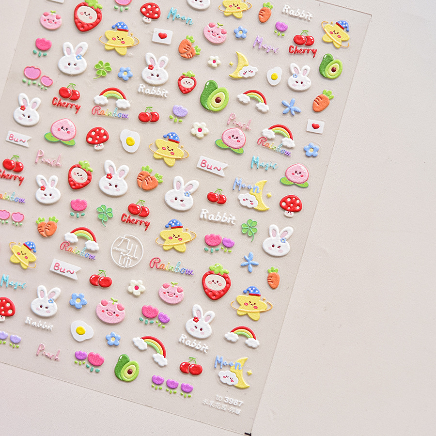 กระต่ายน่ารักลูกสุนัขเชอร์รี่ส - Nail Art Rainbow บทวิจารณ์และราคา