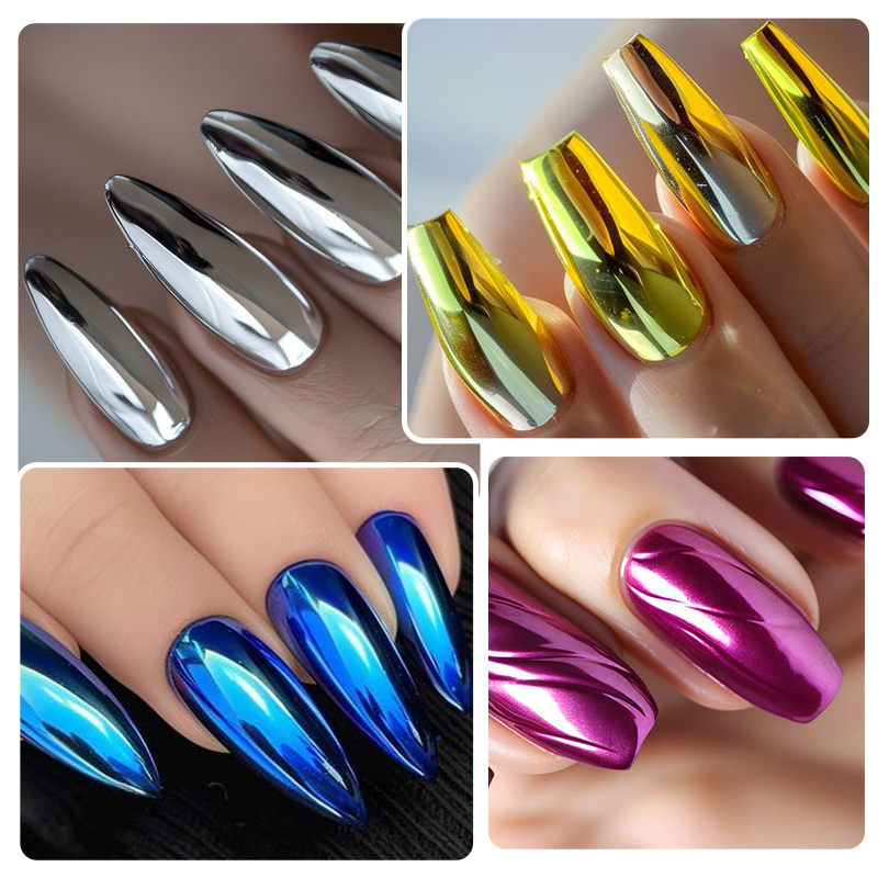 METALLIC GOLD Silver Mirror Po - Nail Art Chrome บทวิจารณ์และราคา