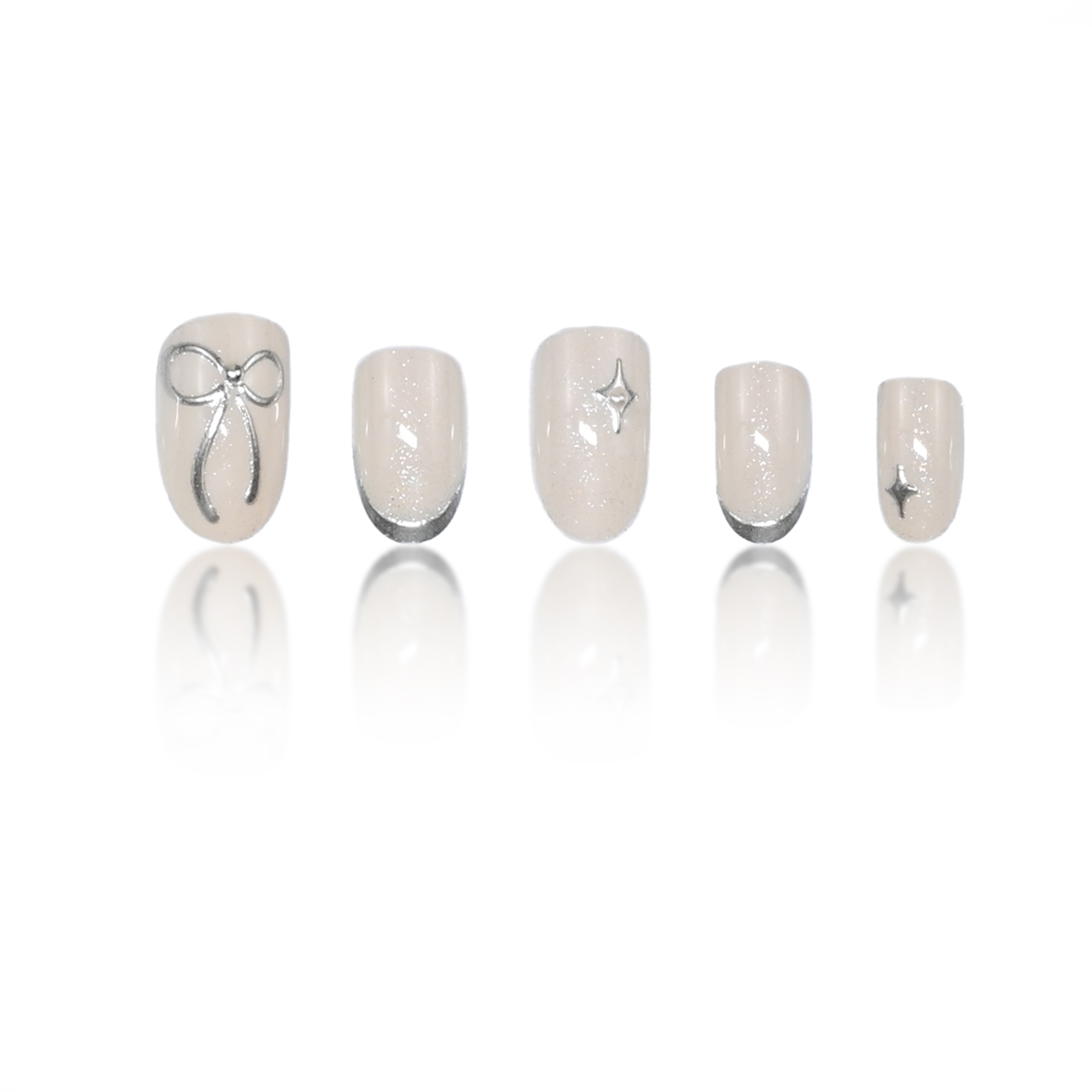 เล็บปลอมแบบกดติดทรงกลมสั้น ทำม - Nail Art French Nails บทวิจารณ์และราคา