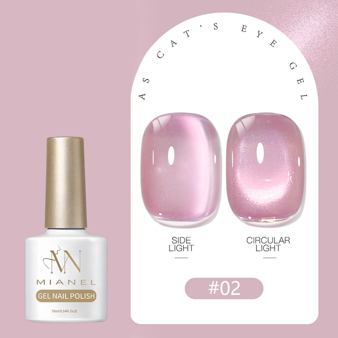 MIANEL ยาทาเล็บเจลสีชมพูพีชเนื - Nail Art Cat Eye Pink บทวิจารณ์และราคา