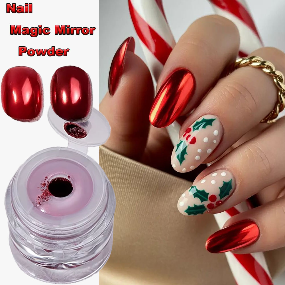ผงสีเล็บเมทัลลิกสีแดงปีใหม่ 1  - Dip Powder Nail บทวิจารณ์และราคา
