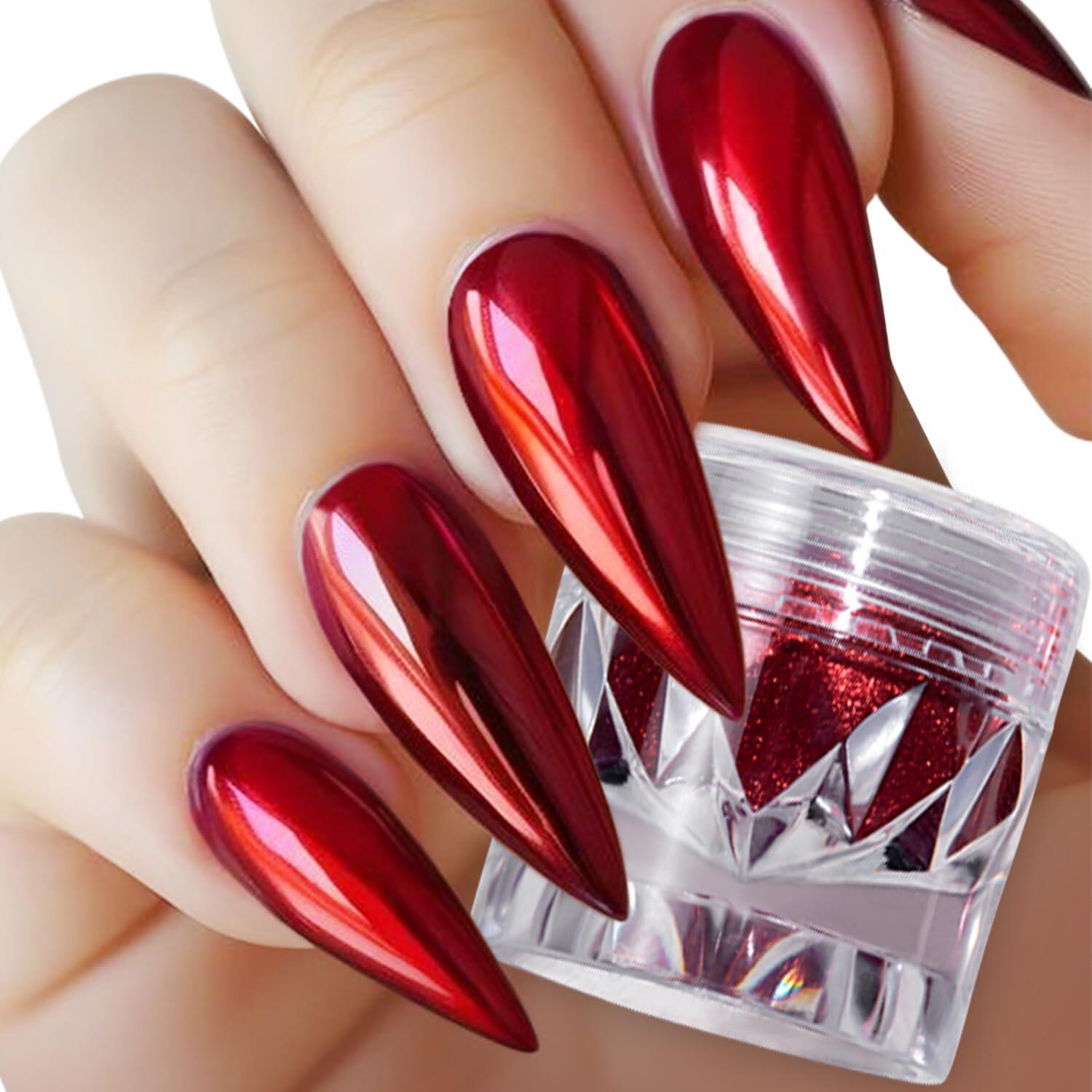 ผงสีเล็บเมทัลลิกสีแดงปีใหม่ 1  - Dip Powder Nail บทวิจารณ์และราคา