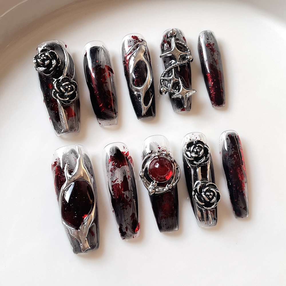 เล็บปลอมแบบ Y2k โกธิคยาวทำด้วย - Nail Art Fake บทวิจารณ์และราคา