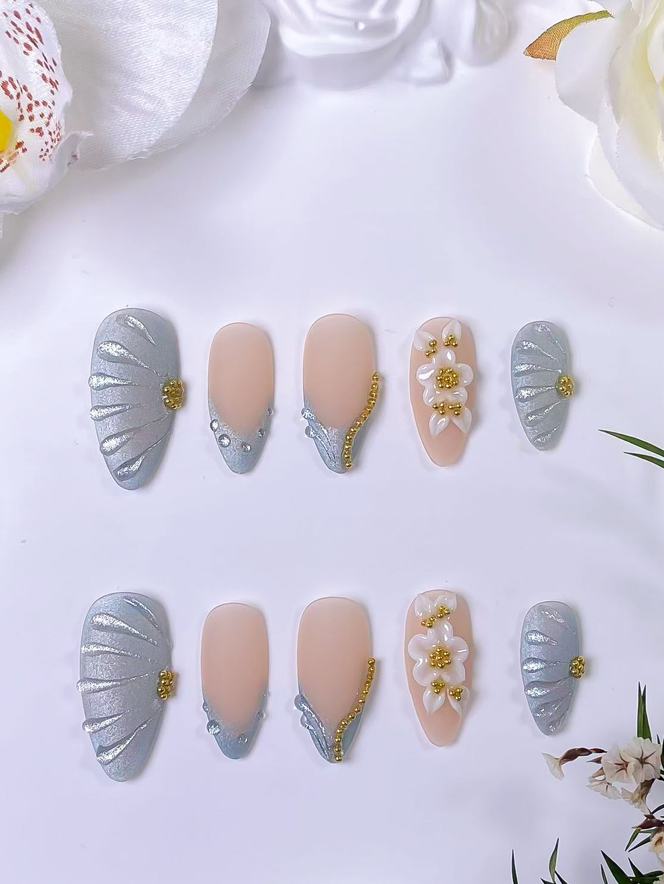 ชุดเล็บปลอมแบบกดติด 10 ชิ้น สี - Nail Art French Nails บทวิจารณ์และราคา