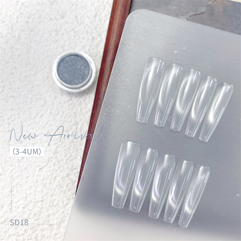 HNDO ใหม่เงินสีขาว 3D Cat Eye  - Dip Powder Nail บทวิจารณ์และราคา