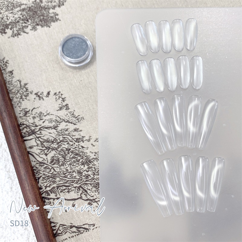 HNDO ใหม่เงินสีขาว 3D Cat Eye  - Dip Powder Nail บทวิจารณ์และราคา