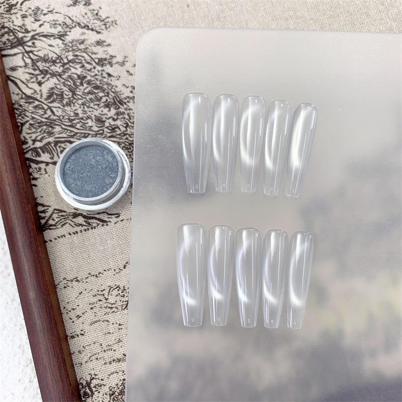 HNDO ใหม่เงินสีขาว 3D Cat Eye  - Dip Powder Nail บทวิจารณ์และราคา