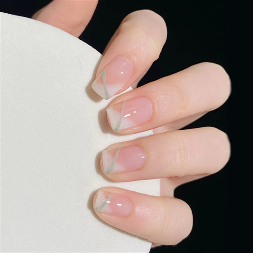เล็บปลอมอะคริลิกลายตารางสีเขีย - Nail Art Fake บทวิจารณ์และราคา