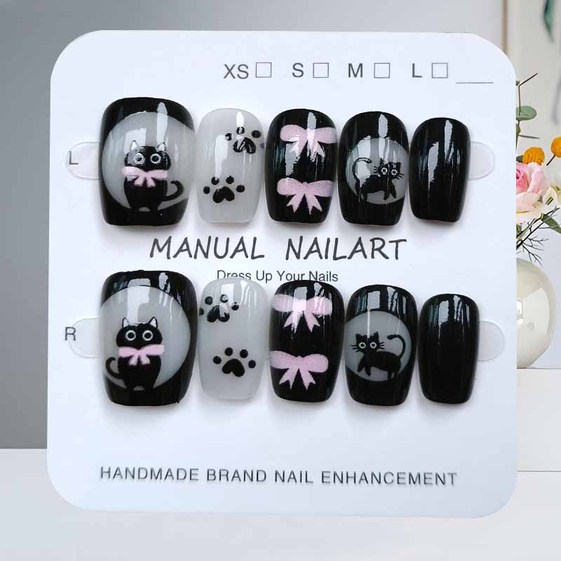 เล็บปลอมลายการ์ตูนแมวน่ารักสีด - Nail Art Cat Eye Pink บทวิจารณ์และราคา