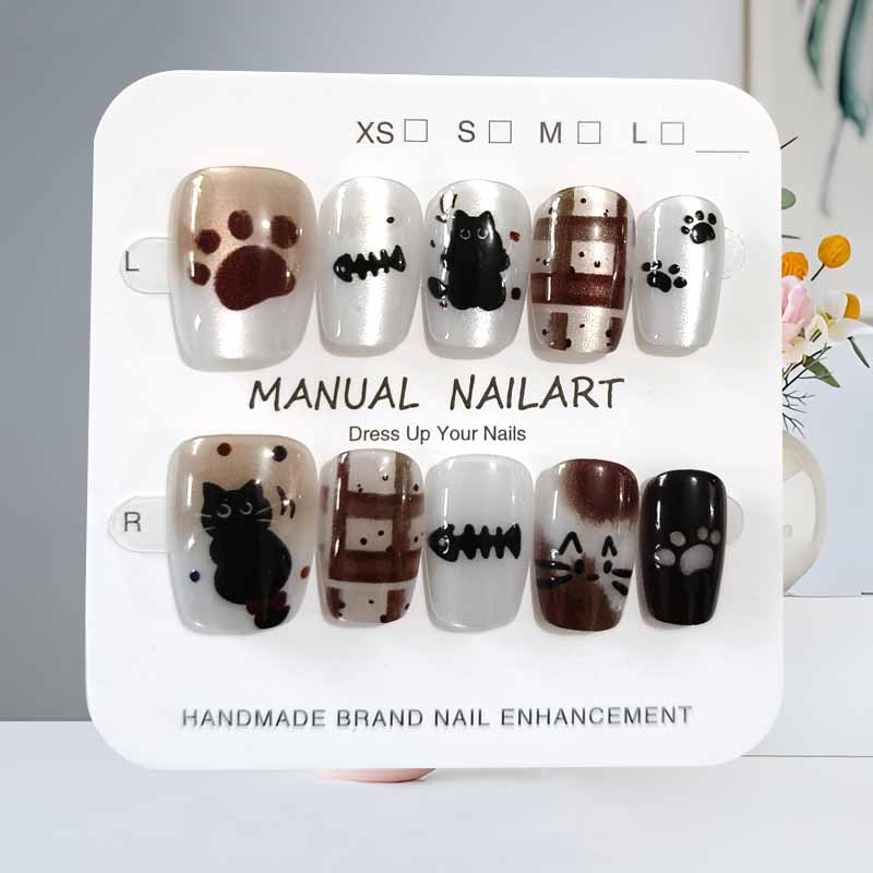 เล็บปลอมลายการ์ตูนแมวน่ารักสีด - Nail Art Cat Eye Pink บทวิจารณ์และราคา