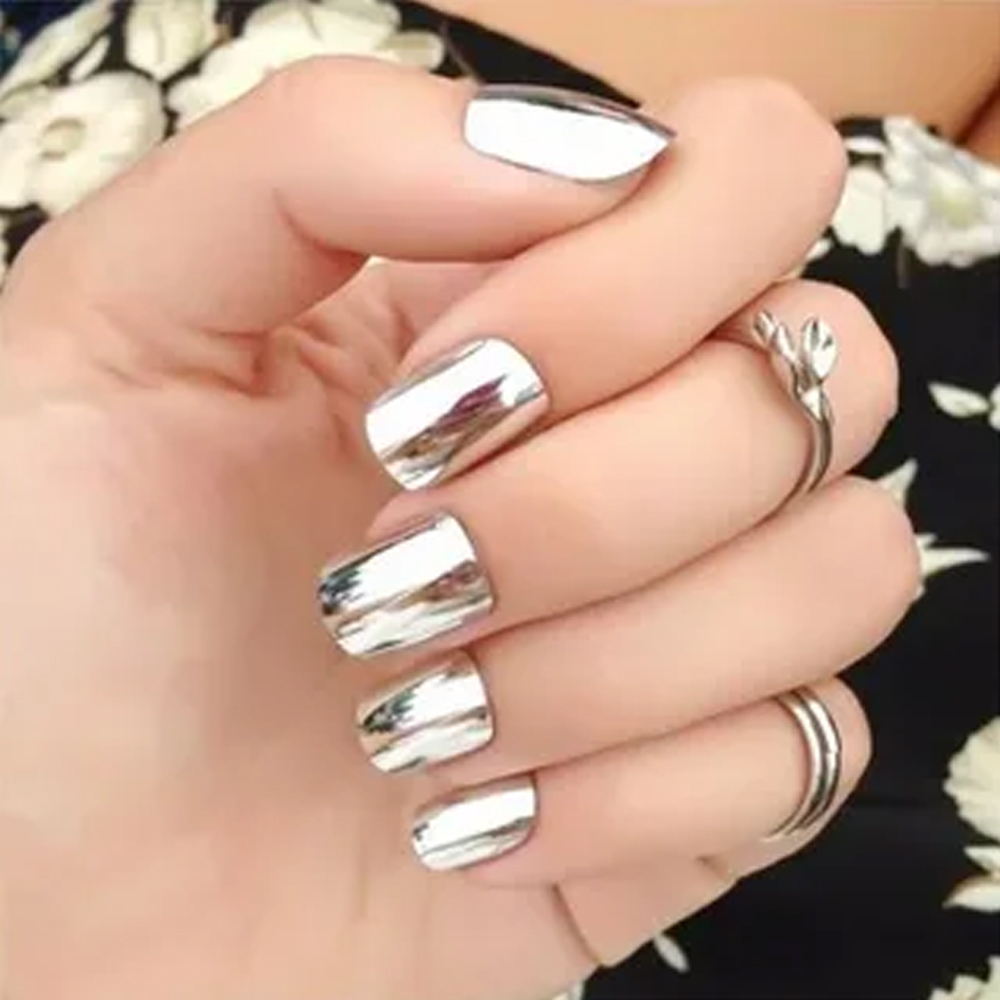 ผงทาเล็บโลหะโครเมี่ยมพร้อมเอฟเ - Nail Art Chrome บทวิจารณ์และราคา